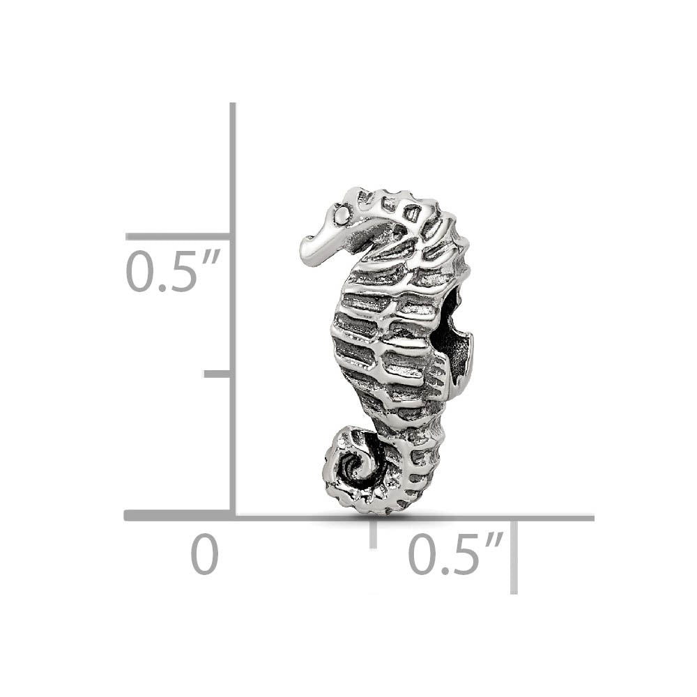 Alternate view of the Antiqued Sterling Silver 3D Seahorse Bead Charm by The Black Bow Jewelry Co.