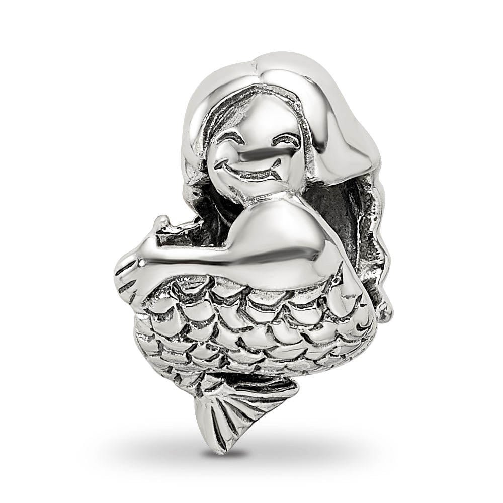 Alternate view of the Sterling Silver 3D Mermaid Bead Charm by The Black Bow Jewelry Co.