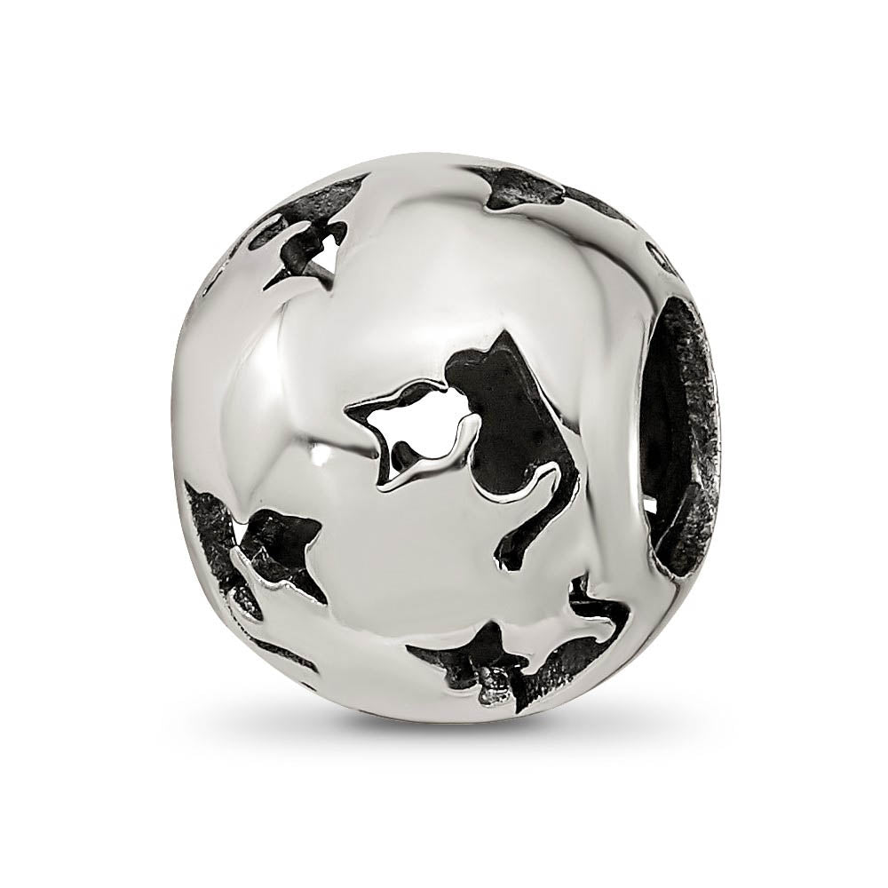 Alternate view of the Sterling Silver Cutout Cat Silhouette Bead Charm by The Black Bow Jewelry Co.