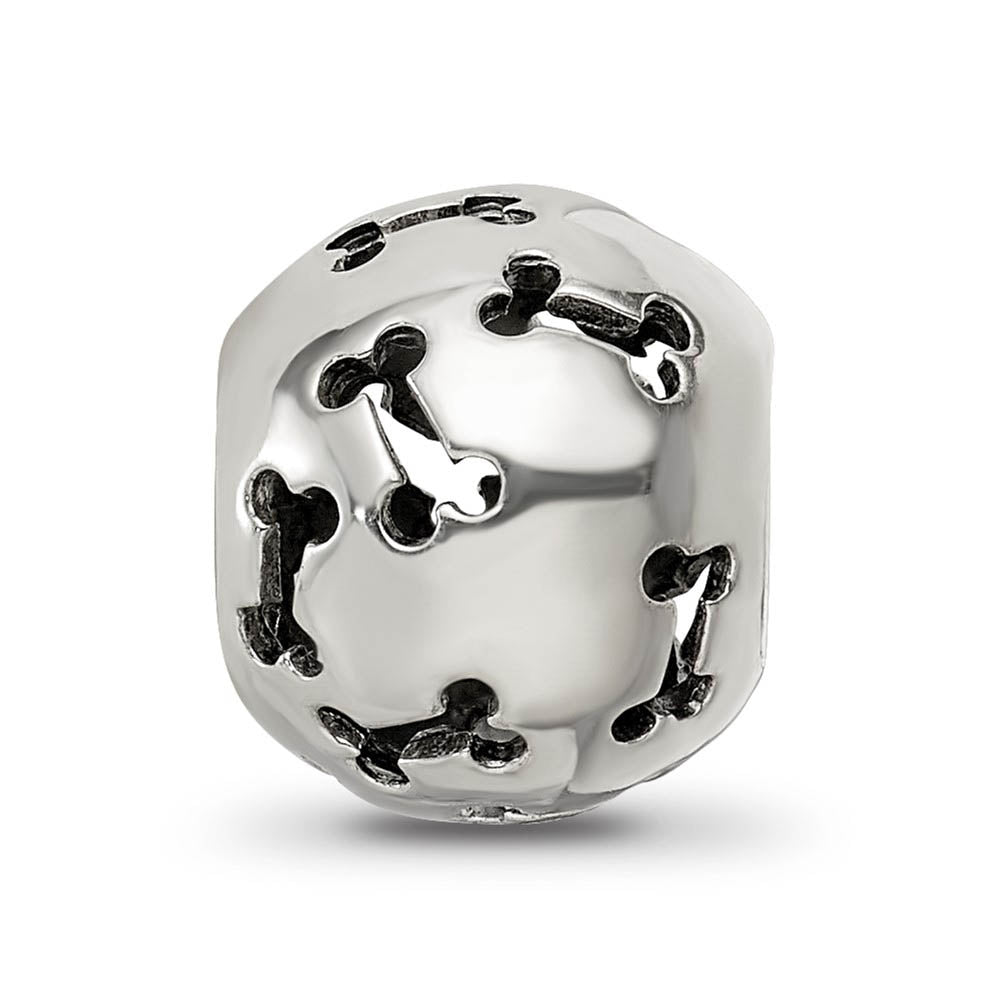 Alternate view of the Sterling Silver Cutout Dog Bone Bead Charm by The Black Bow Jewelry Co.