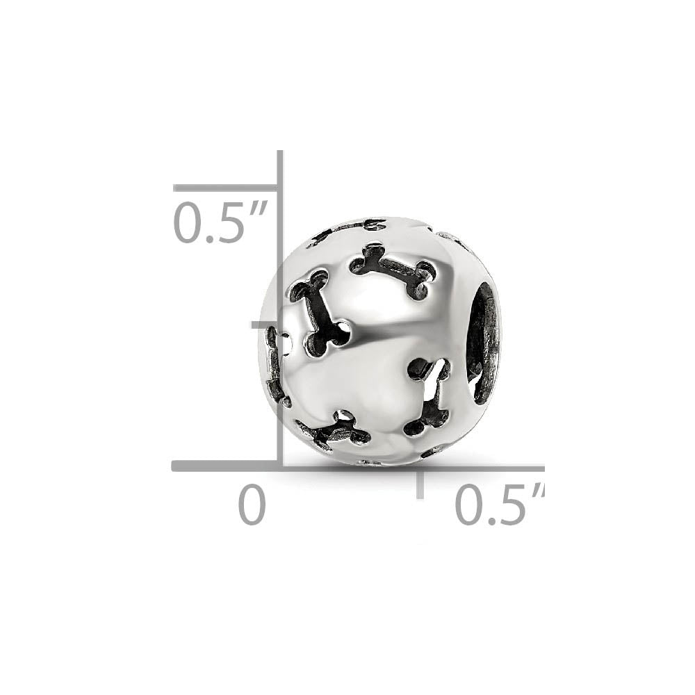 Alternate view of the Sterling Silver Cutout Dog Bone Bead Charm by The Black Bow Jewelry Co.