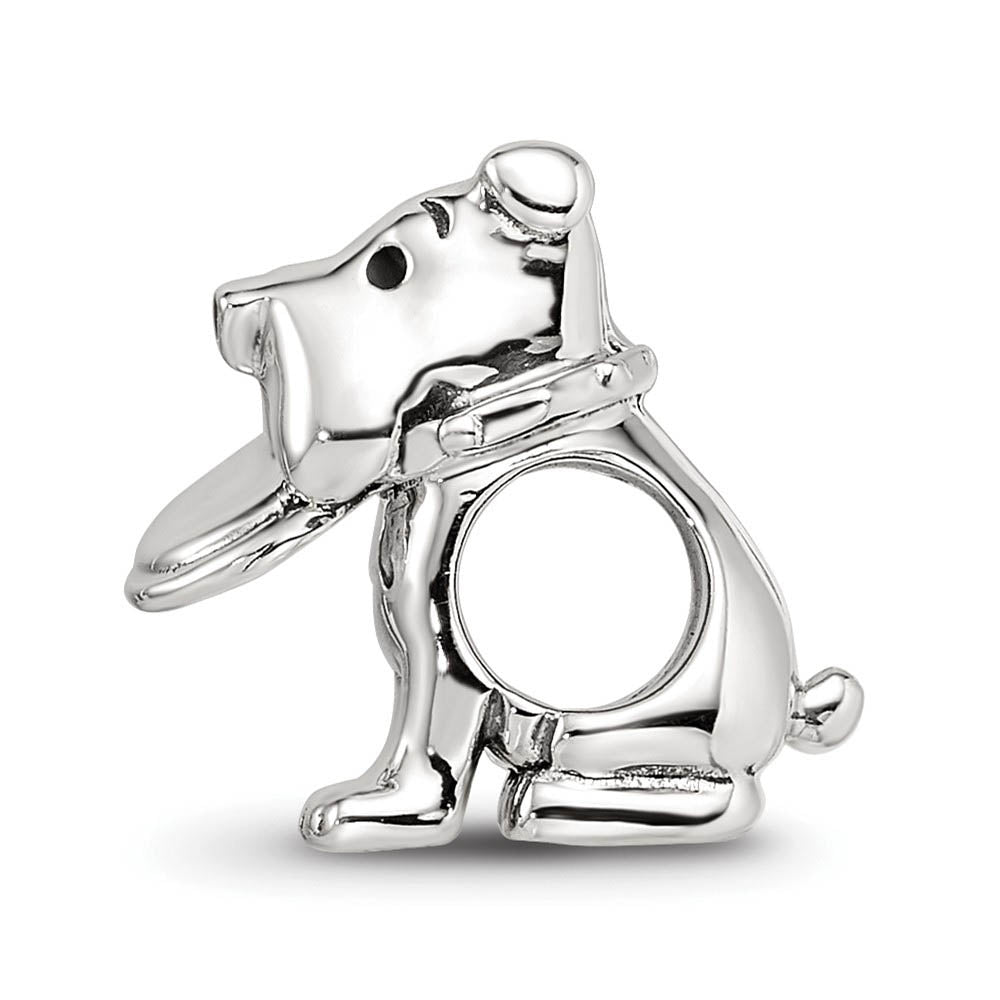 Alternate view of the Sterling Silver Frisbee Dog Bead Charm by The Black Bow Jewelry Co.