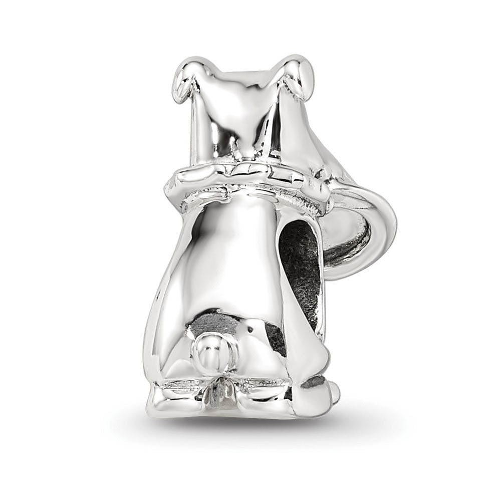 Alternate view of the Sterling Silver Frisbee Dog Bead Charm by The Black Bow Jewelry Co.