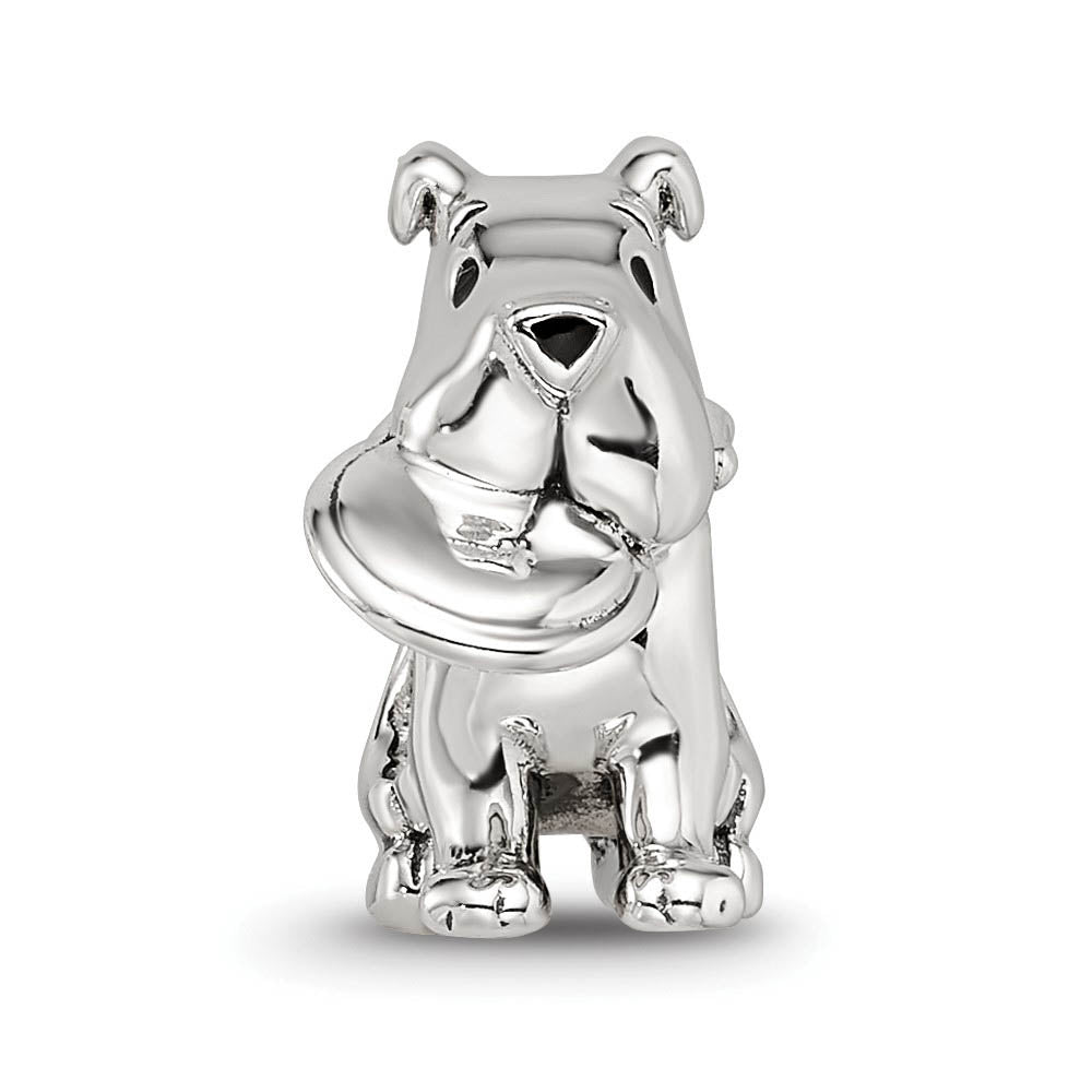 Alternate view of the Sterling Silver Frisbee Dog Bead Charm by The Black Bow Jewelry Co.