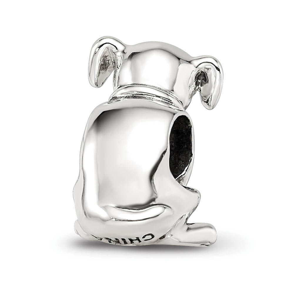 Alternate view of the Sterling Silver Puppy with Yellow Crystal Collar Bead Charm by The Black Bow Jewelry Co.