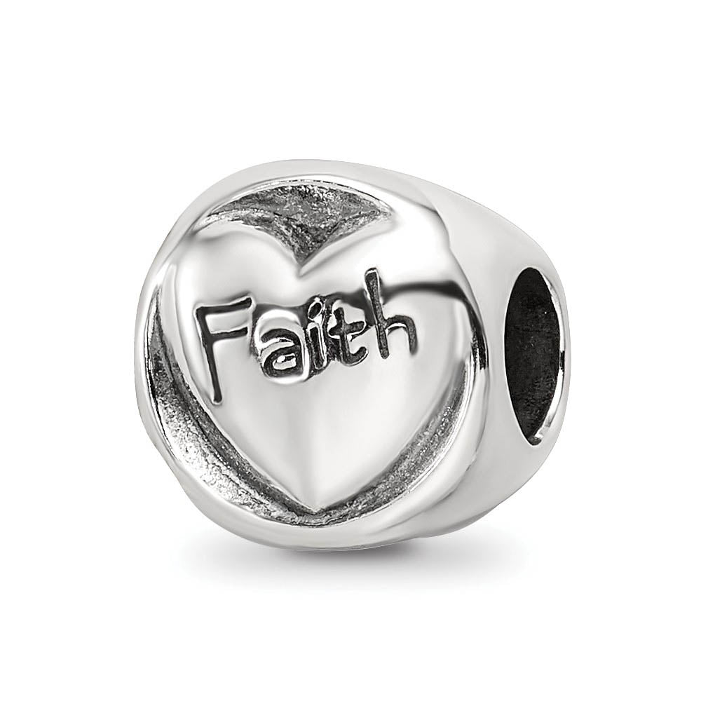 Alternate view of the Sterling Silver Faith Hope Love 3-Sided Trilogy Bead Charm by The Black Bow Jewelry Co.