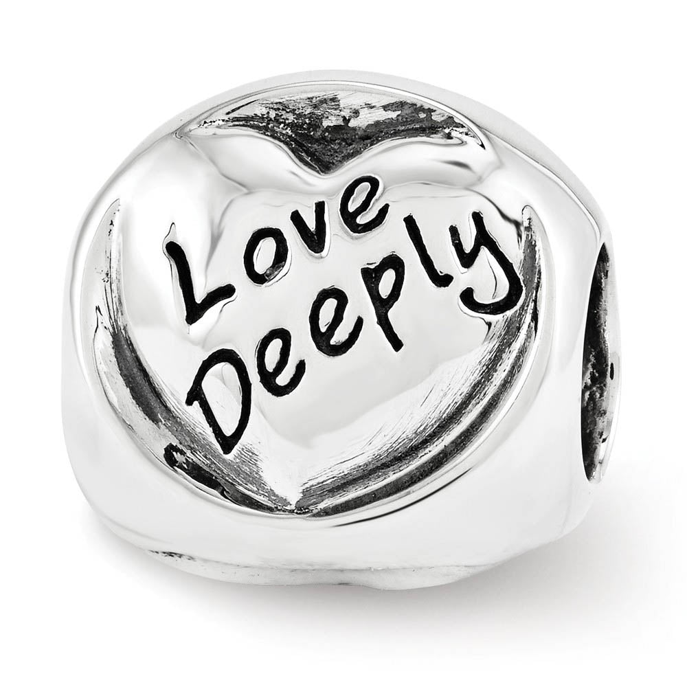Alternate view of the Sterling Silver Live Love Laugh 3-Sided Trilogy Bead Charm by The Black Bow Jewelry Co.
