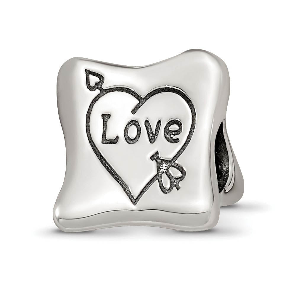 Sterling Silver Love Marriage Family 3-Sided Trilogy Bead Charm, Item B12310 by The Black Bow Jewelry Co.