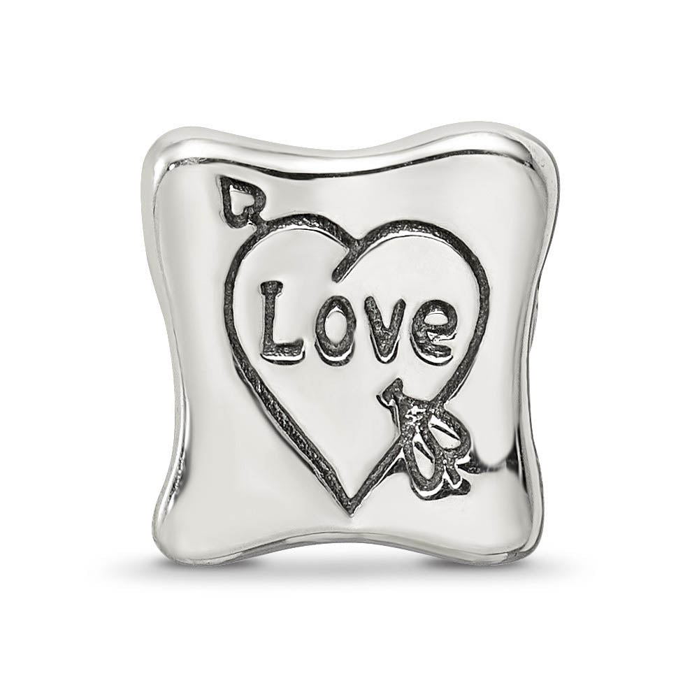 Alternate view of the Sterling Silver Love Marriage Family 3-Sided Trilogy Bead Charm by The Black Bow Jewelry Co.