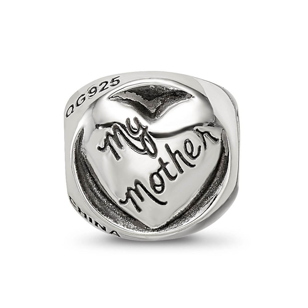 Alternate view of the Sterling Silver My Mother My Friend 3-Sided Trilogy Bead Charm by The Black Bow Jewelry Co.
