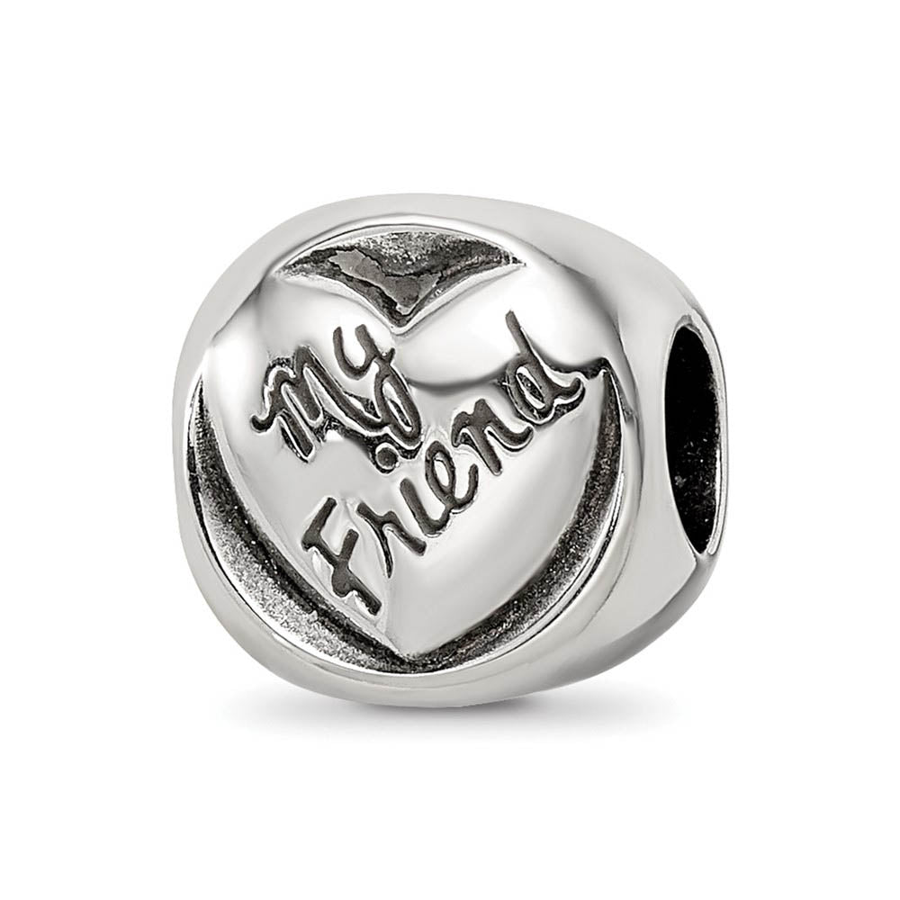Alternate view of the Sterling Silver My Mother My Friend 3-Sided Trilogy Bead Charm by The Black Bow Jewelry Co.