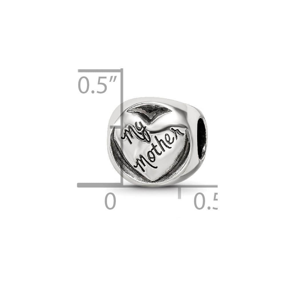 Alternate view of the Sterling Silver My Mother My Friend 3-Sided Trilogy Bead Charm by The Black Bow Jewelry Co.