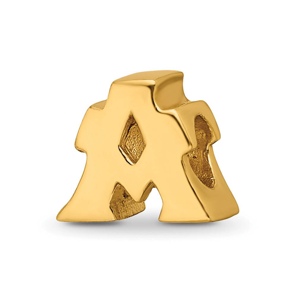 Letter A Bead Charm in 14k Yellow Gold Plated Sterling Silver, Item B12313 by The Black Bow Jewelry Co.
