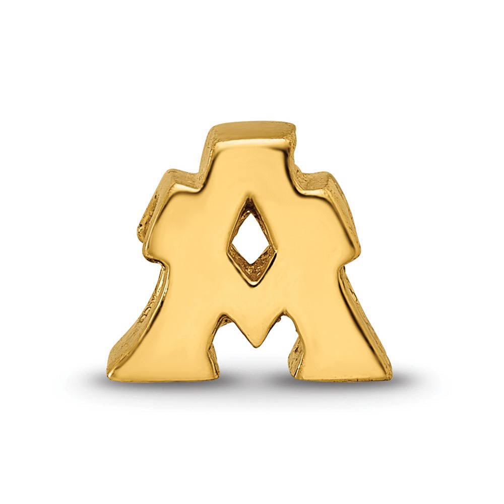 Alternate view of the Letter A Bead Charm in 14k Yellow Gold Plated Sterling Silver by The Black Bow Jewelry Co.