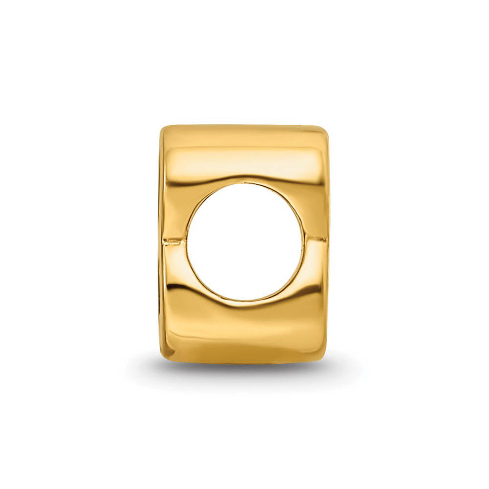 Alternate view of the Letter B Bead Charm in 14k Yellow Gold Plated Sterling Silver by The Black Bow Jewelry Co.