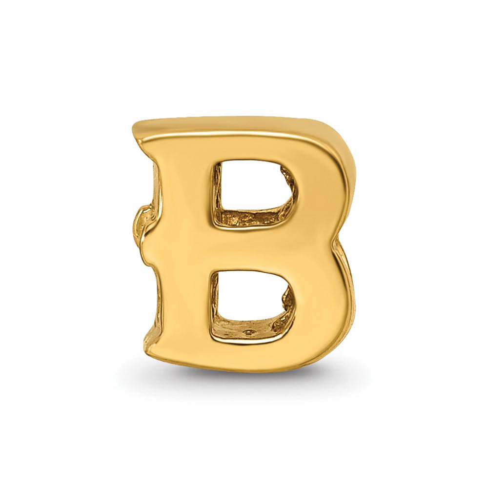 Alternate view of the Letter B Bead Charm in 14k Yellow Gold Plated Sterling Silver by The Black Bow Jewelry Co.