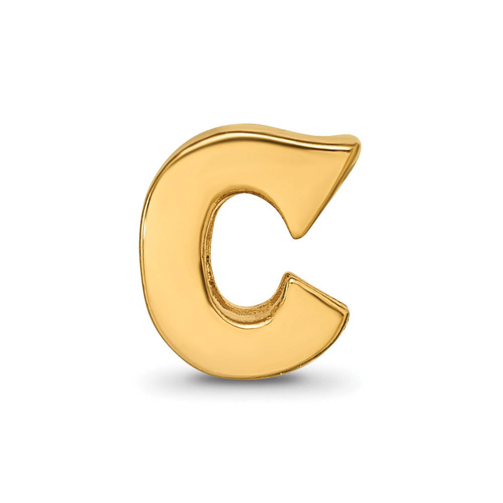 Alternate view of the Letter C Bead Charm in 14k Yellow Gold Plated Sterling Silver by The Black Bow Jewelry Co.