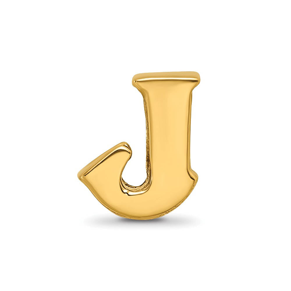 Alternate view of the Letter J Bead Charm in 14k Yellow Gold Plated Sterling Silver by The Black Bow Jewelry Co.