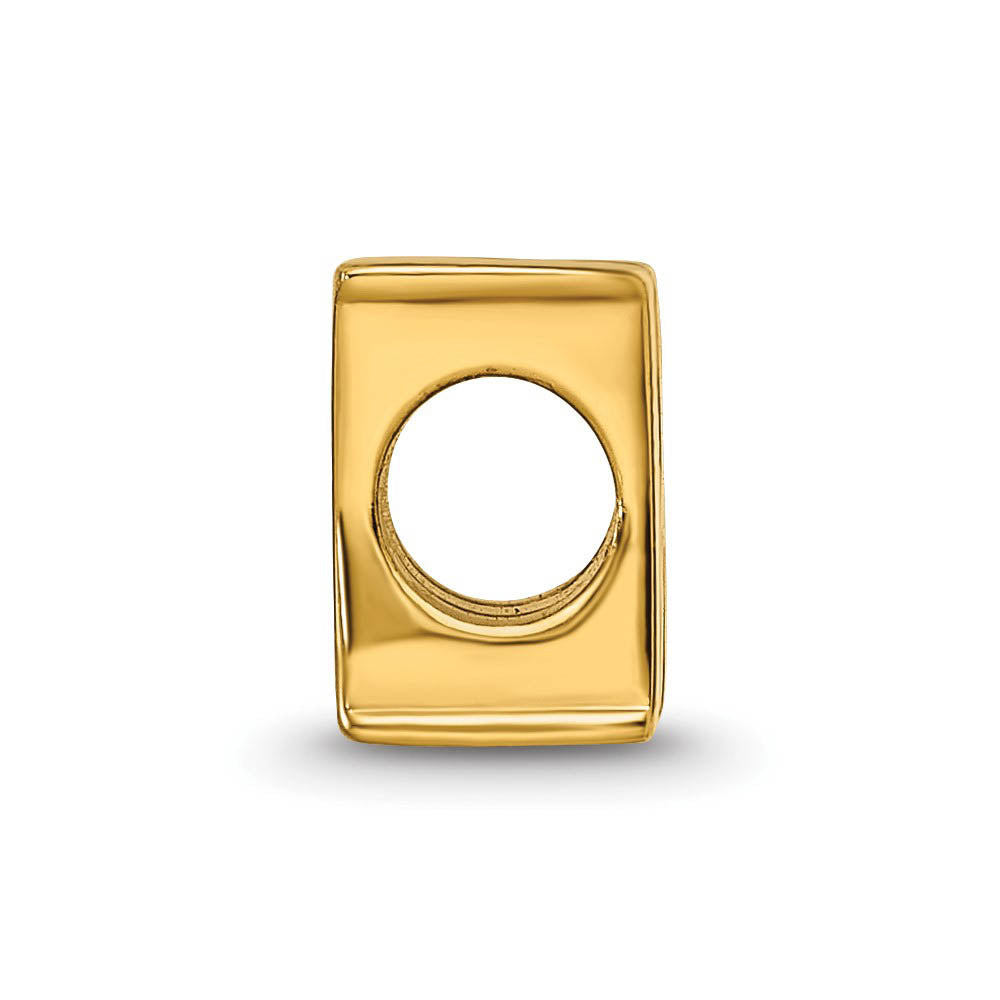 Alternate view of the Letter M Bead Charm in 14k Yellow Gold Plated Sterling Silver by The Black Bow Jewelry Co.