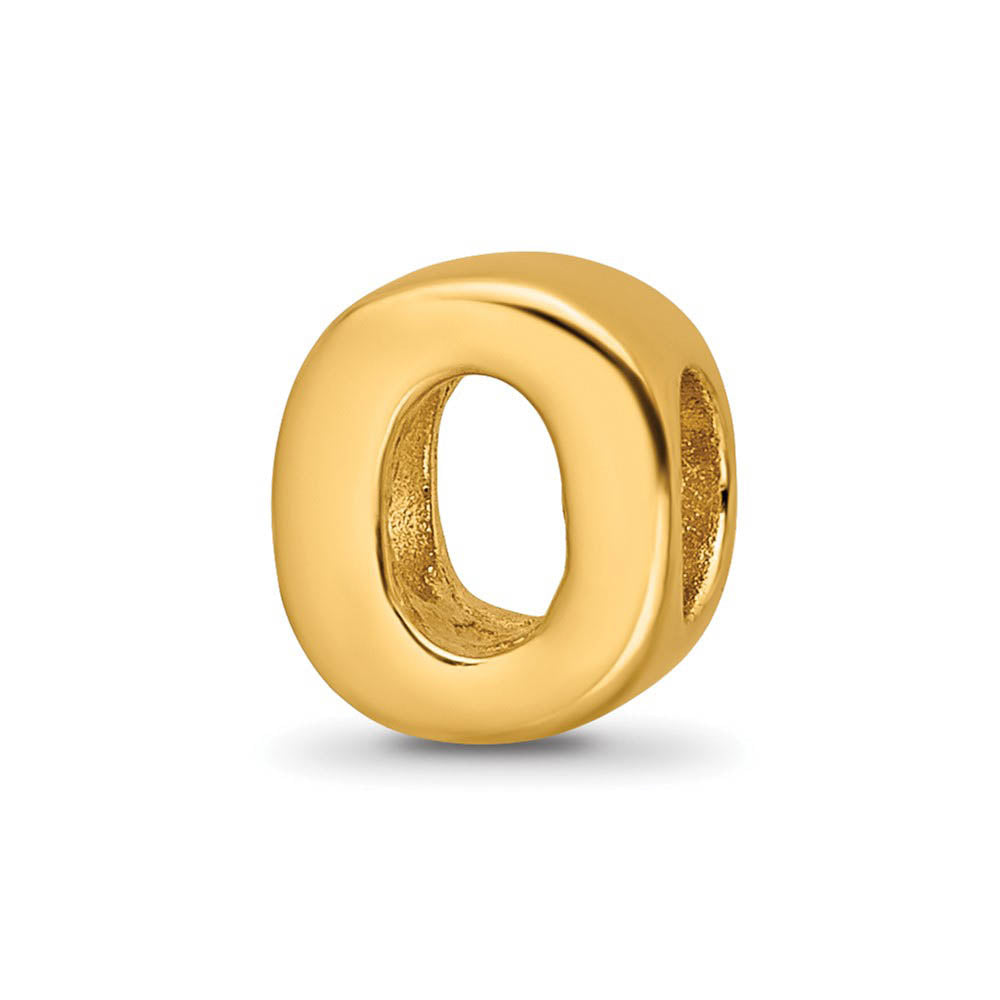 Letter O Bead Charm in 14k Yellow Gold Plated Sterling Silver, Item B12327 by The Black Bow Jewelry Co.