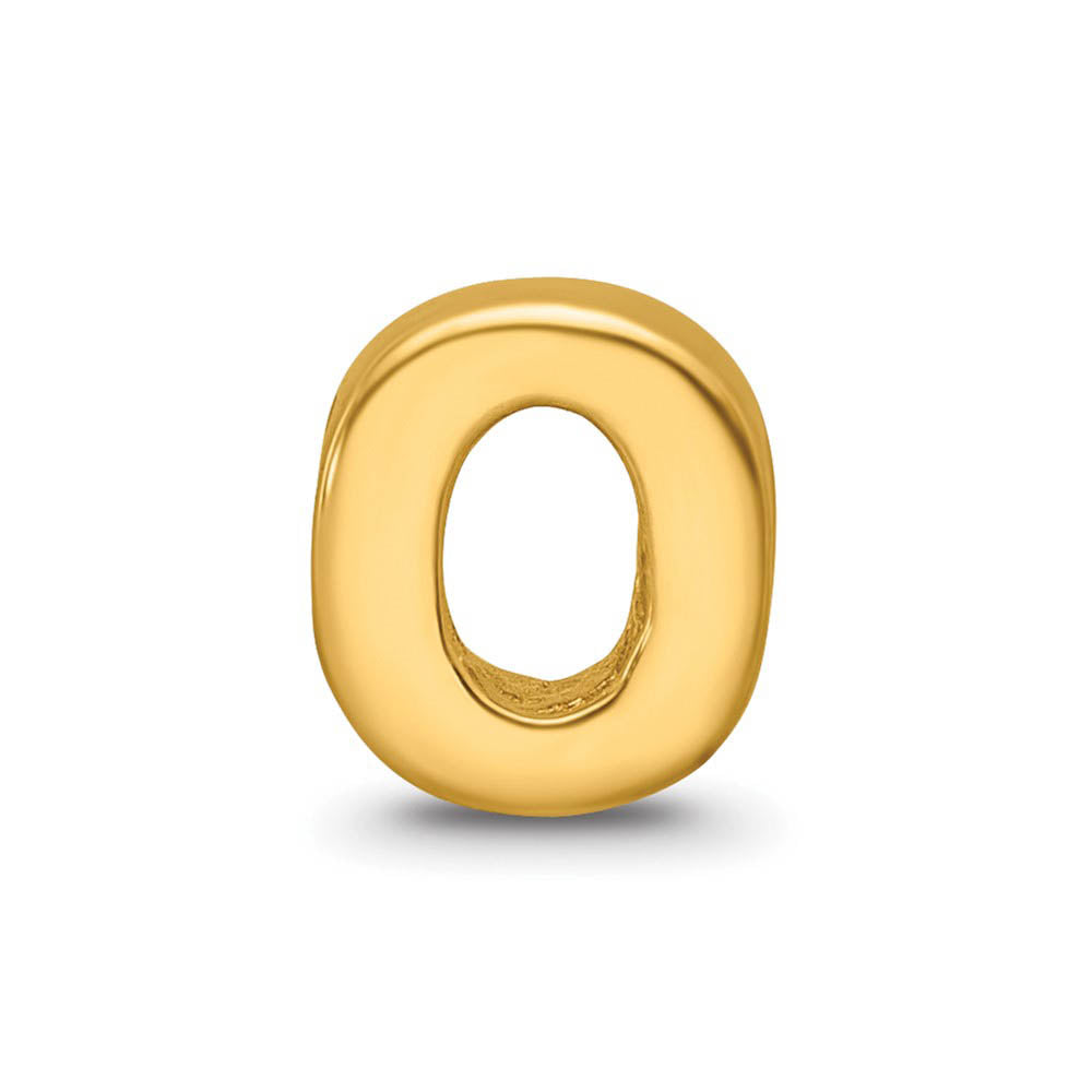 Alternate view of the Letter O Bead Charm in 14k Yellow Gold Plated Sterling Silver by The Black Bow Jewelry Co.