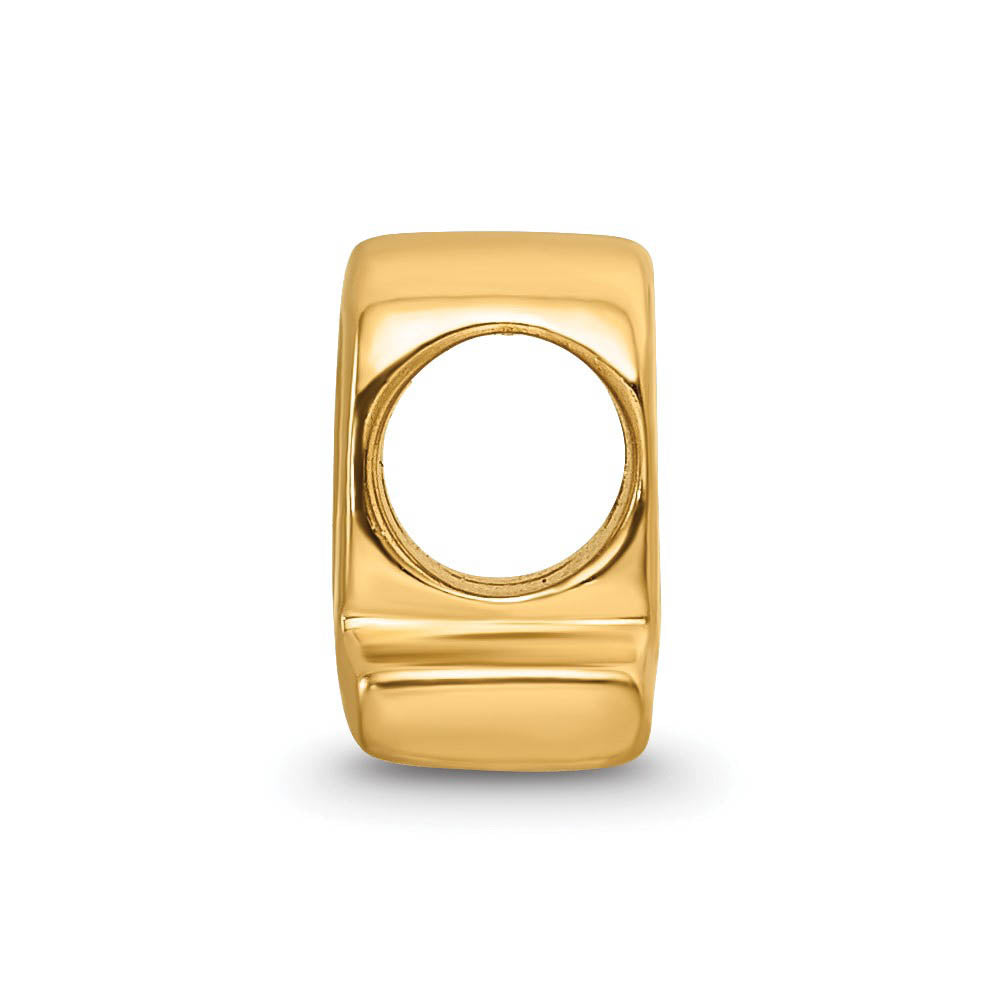 Alternate view of the Letter Q Bead Charm in 14k Yellow Gold Plated Sterling Silver by The Black Bow Jewelry Co.