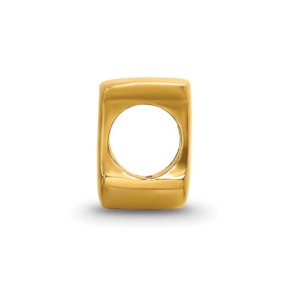 Alternate view of the Letter U Bead Charm in 14k Yellow Gold Plated Sterling Silver by The Black Bow Jewelry Co.