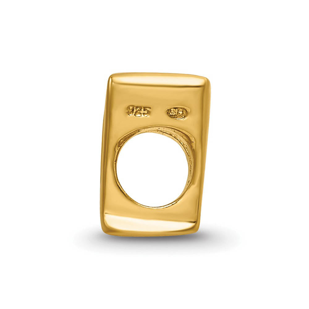 Alternate view of the Letter V Bead Charm in 14k Yellow Gold Plated Sterling Silver by The Black Bow Jewelry Co.