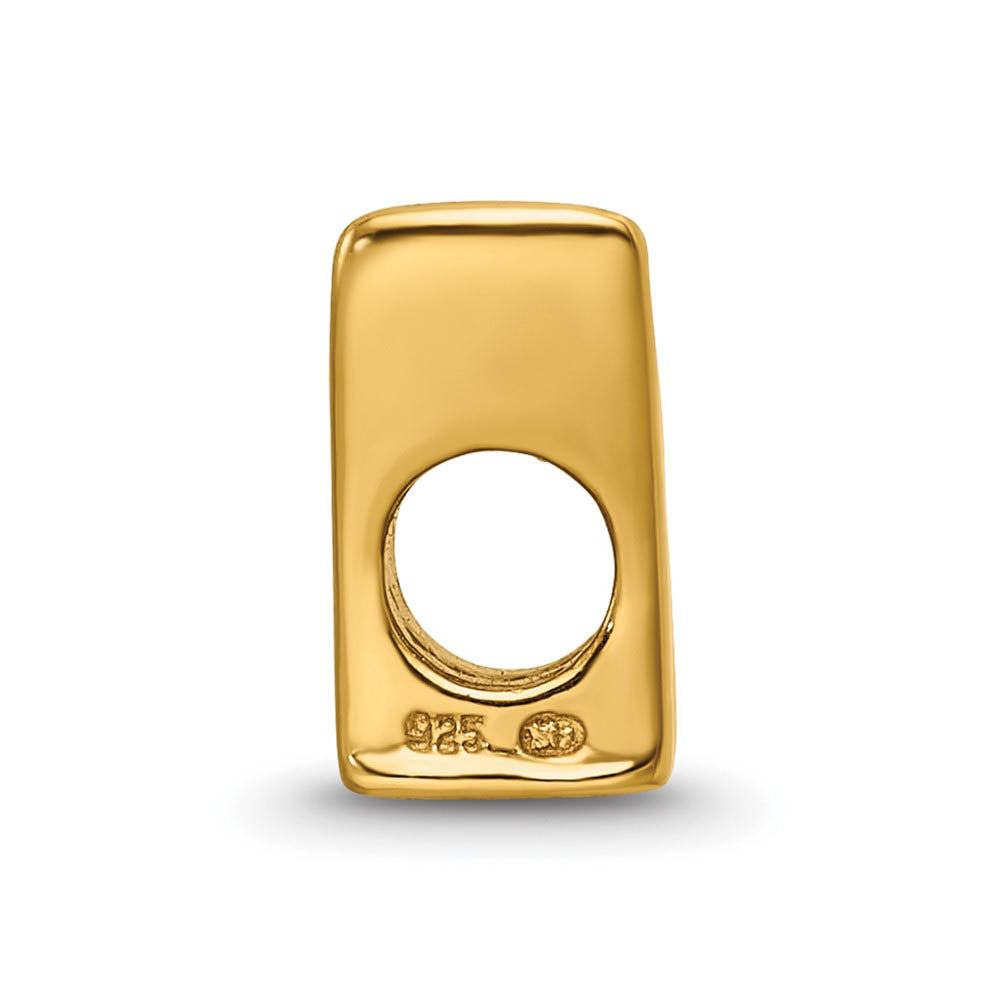 Alternate view of the Letter W Bead Charm in 14k Yellow Gold Plated Sterling Silver by The Black Bow Jewelry Co.