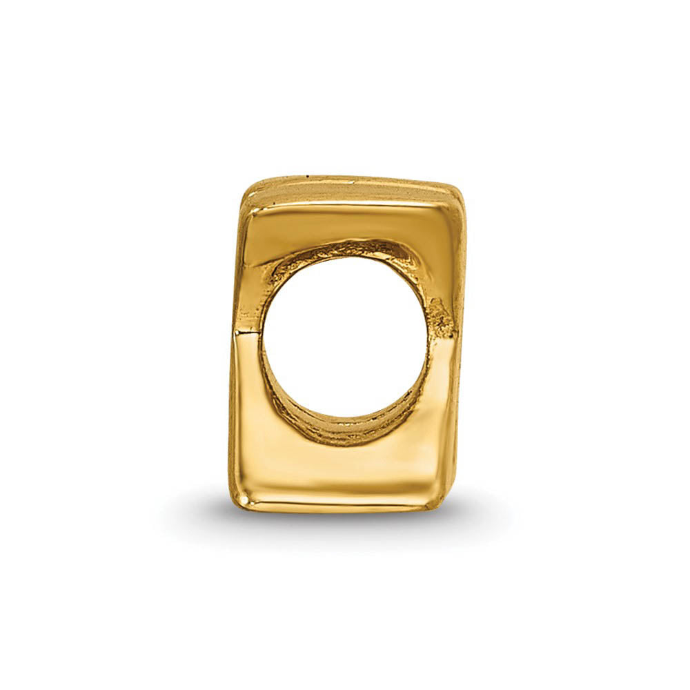 Alternate view of the Letter X Bead Charm in 14k Yellow Gold Plated Sterling Silver by The Black Bow Jewelry Co.