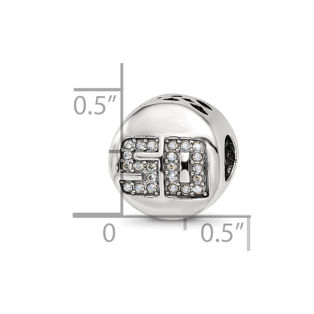Alternate view of the Sterling Silver with White Crystals Fantastic 50 Bead Charm by The Black Bow Jewelry Co.