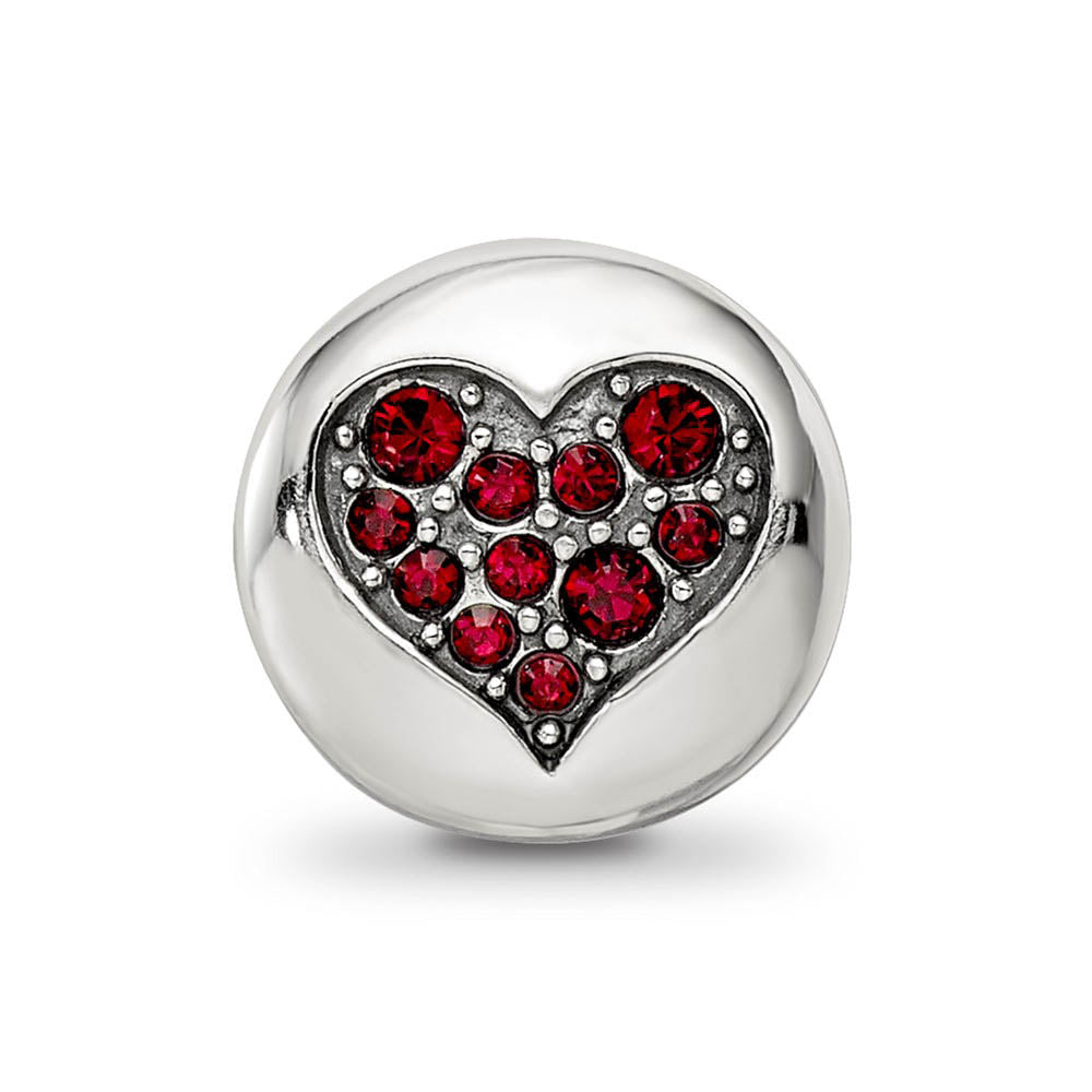Alternate view of the Sterling Silver with Red Crystals January Heart Faith Bead Charm by The Black Bow Jewelry Co.