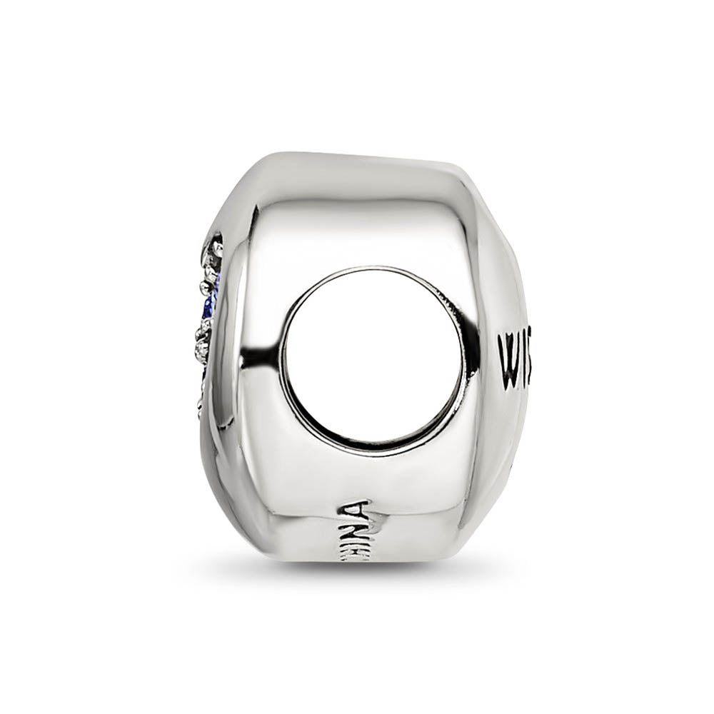 Alternate view of the Sterling Silver with Crystals Sept Blue Heart Wisdom Bead Charm by The Black Bow Jewelry Co.