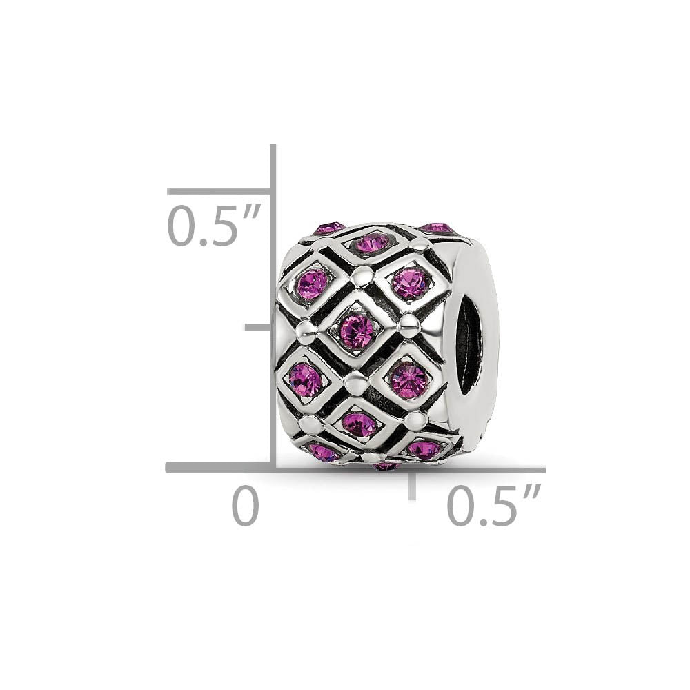 Alternate view of the Sterling Silver with Purple Crystals February Lattice Bead Charm by The Black Bow Jewelry Co.