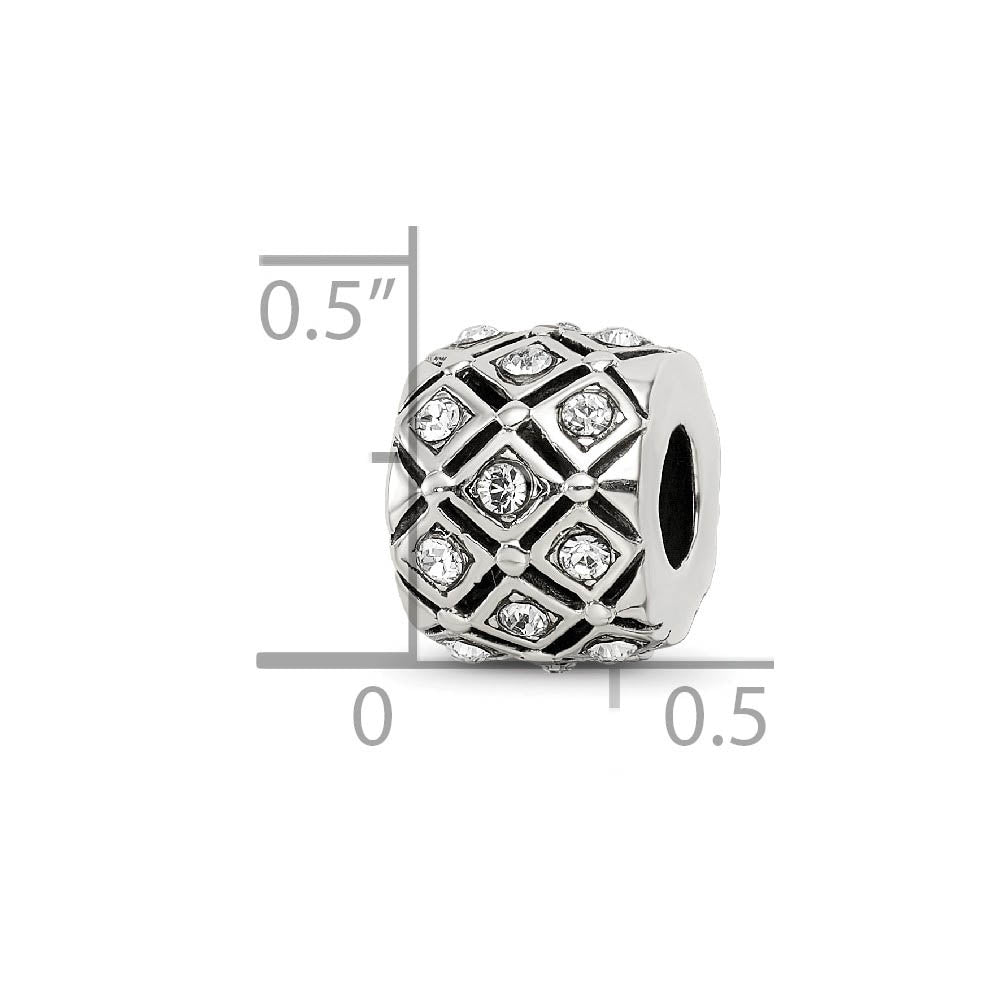 Alternate view of the Sterling Silver with White Crystals April Lattice Bead Charm by The Black Bow Jewelry Co.