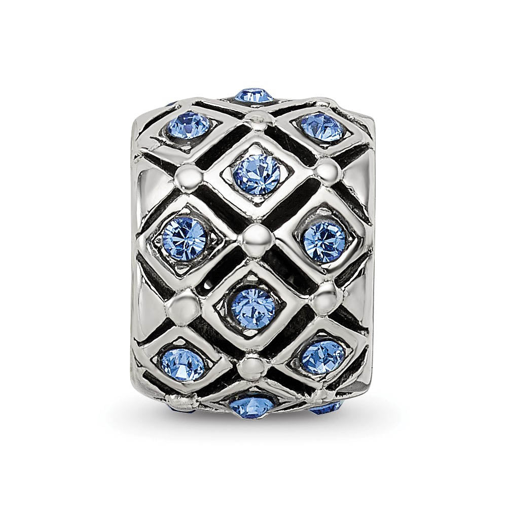 Alternate view of the Sterling Silver with Blue Crystals September Lattice Bead Charm by The Black Bow Jewelry Co.