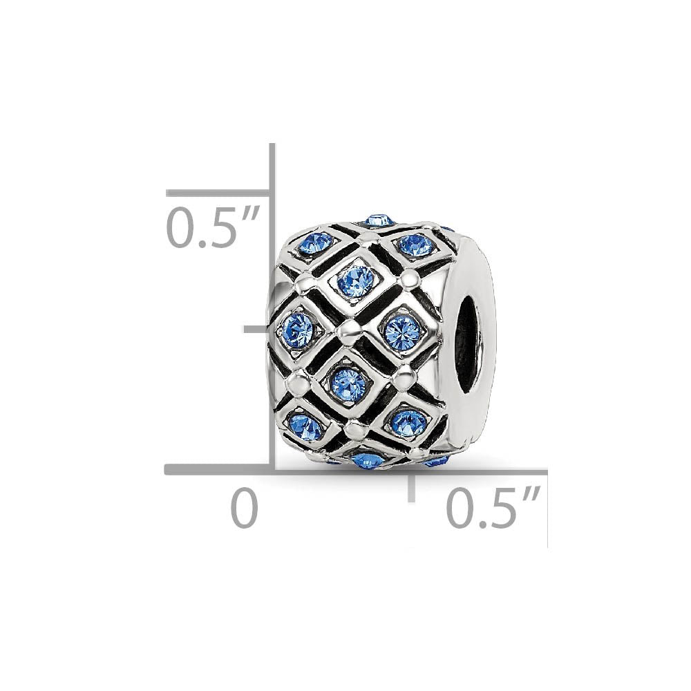 Alternate view of the Sterling Silver with Blue Crystals September Lattice Bead Charm by The Black Bow Jewelry Co.