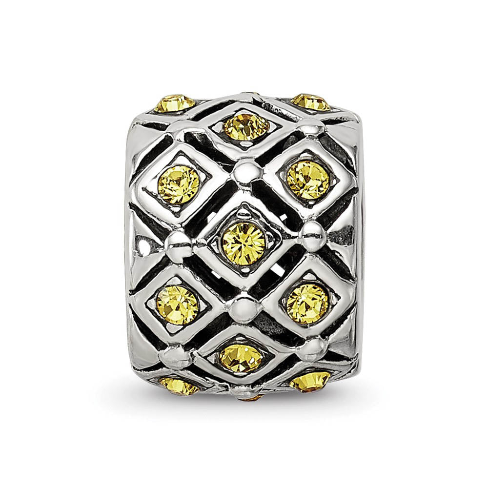 Alternate view of the Sterling Silver with Yellow Crystals November Lattice Bead Charm by The Black Bow Jewelry Co.