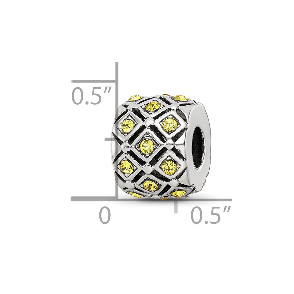 Alternate view of the Sterling Silver with Yellow Crystals November Lattice Bead Charm by The Black Bow Jewelry Co.