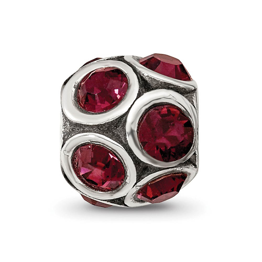 Alternate view of the Sterling Silver with Red Crystals January Bubble Bead Charm by The Black Bow Jewelry Co.