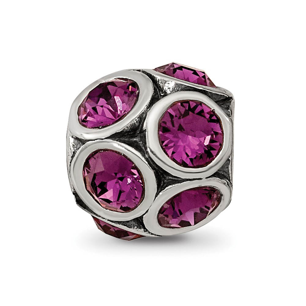 Alternate view of the Sterling Silver with Purple Crystals February Bubble Bead Charm by The Black Bow Jewelry Co.