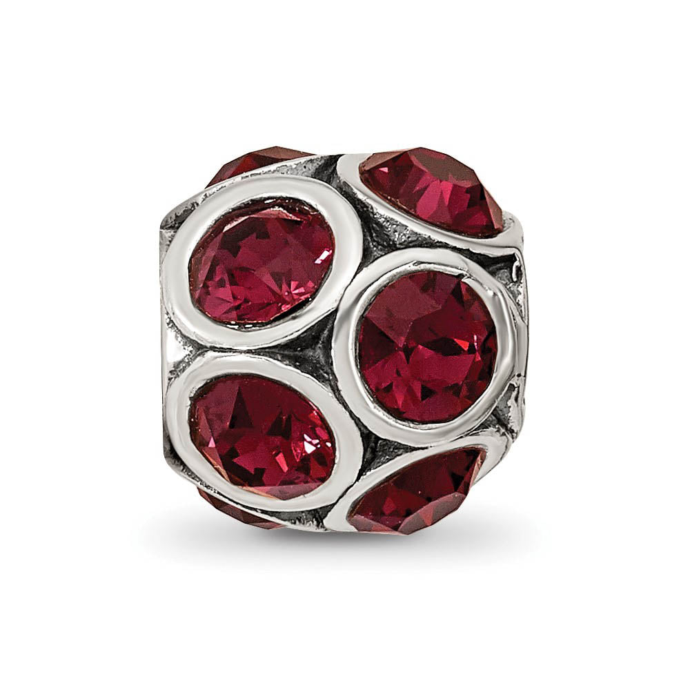 Alternate view of the Sterling Silver with Crystals June Raspberry Bubble Bead Charm by The Black Bow Jewelry Co.