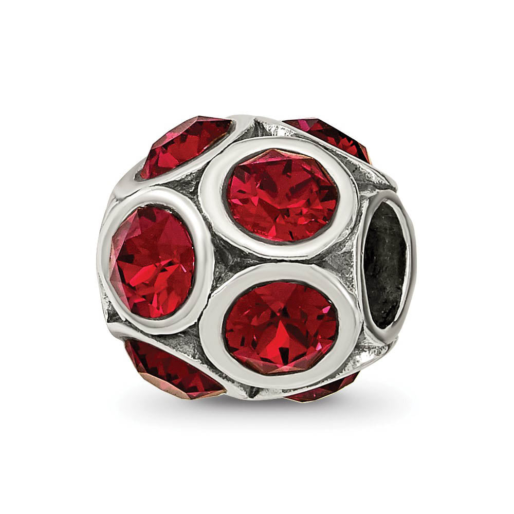 Sterling Silver with Crystals July Dark Pink Bubble Bead Charm, Item B12375 by The Black Bow Jewelry Co.