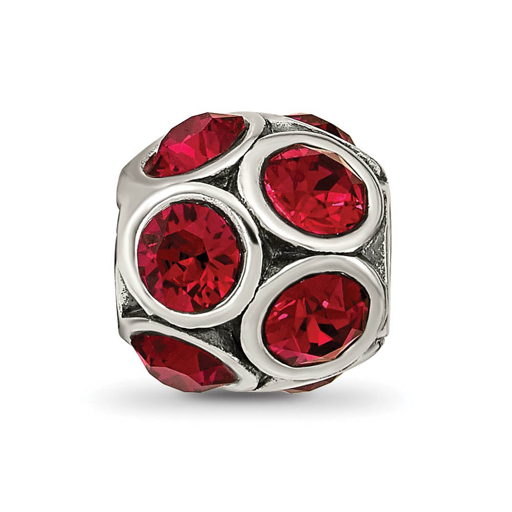 Alternate view of the Sterling Silver with Crystals July Dark Pink Bubble Bead Charm by The Black Bow Jewelry Co.