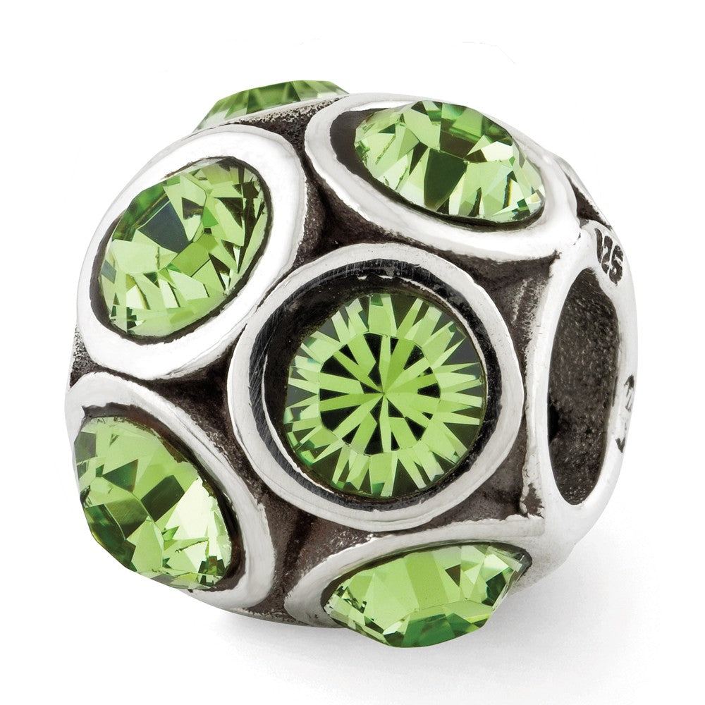 Sterling Silver with Green/Yellow Crystals August Bubble Bead Charm, Item B12376 by The Black Bow Jewelry Co.