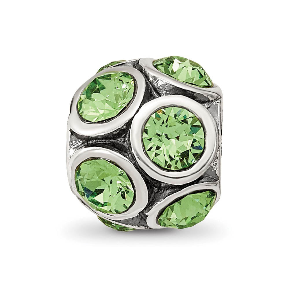 Alternate view of the Sterling Silver with Green/Yellow Crystals August Bubble Bead Charm by The Black Bow Jewelry Co.