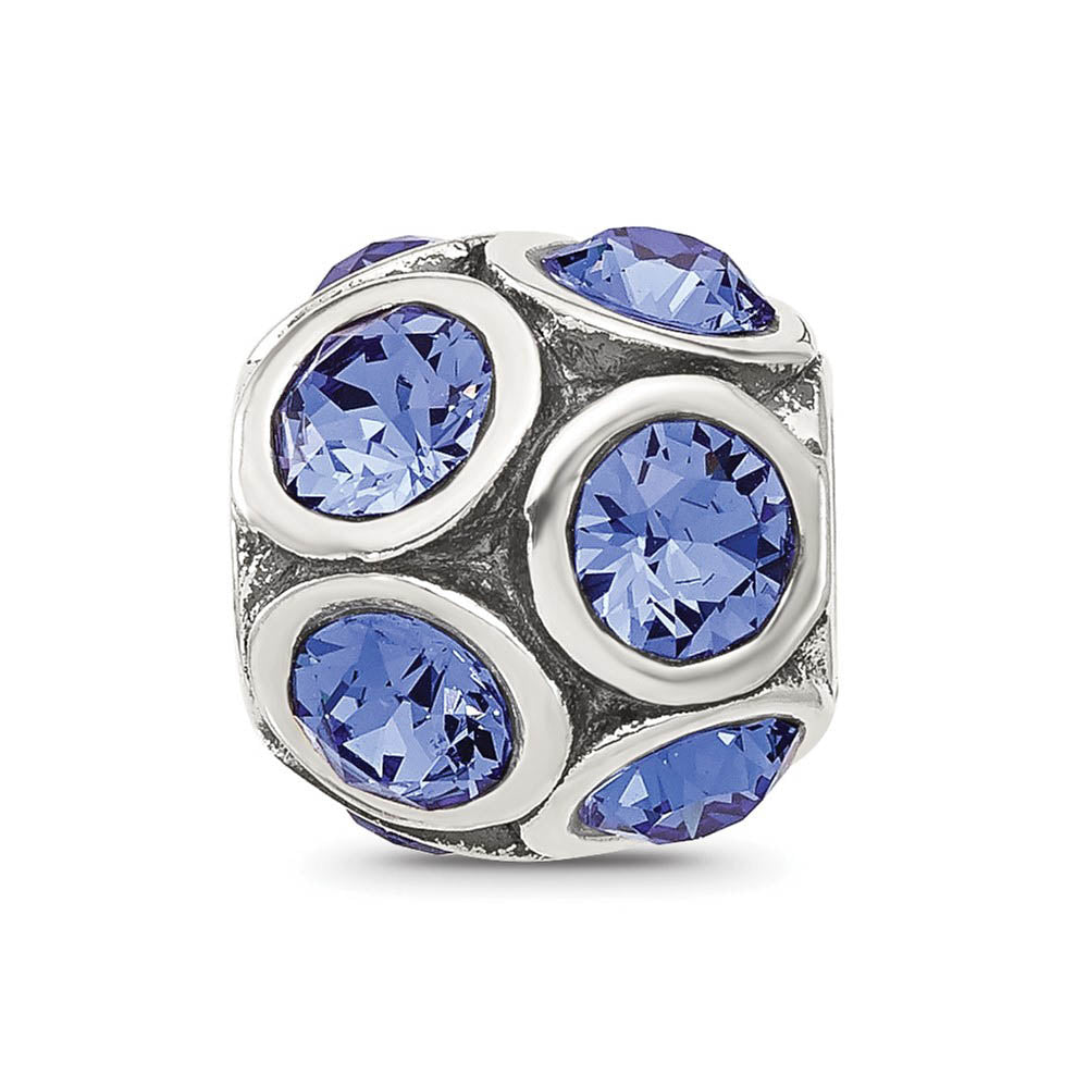 Alternate view of the Sterling Silver with Crystals September Blue Bubble Bead Charm by The Black Bow Jewelry Co.