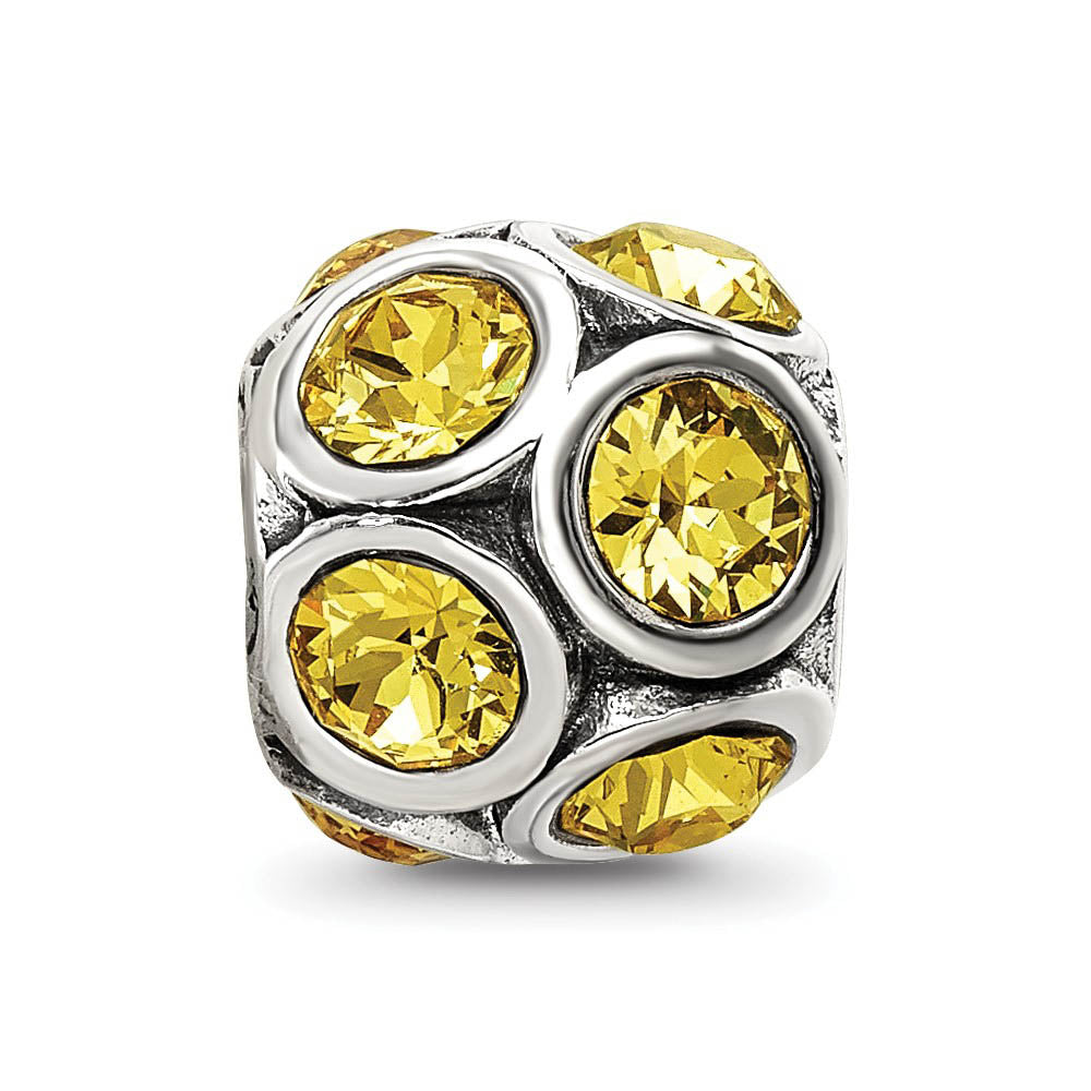 Alternate view of the Sterling Silver with Yellow Crystals November Bubble Bead Charm by The Black Bow Jewelry Co.
