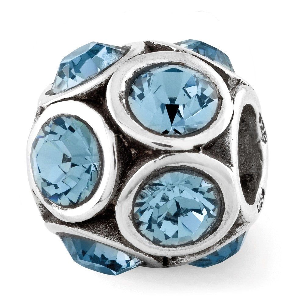 Sterling Silver with Pale Blue Crystals December Bubble Bead Charm, Item B12380 by The Black Bow Jewelry Co.