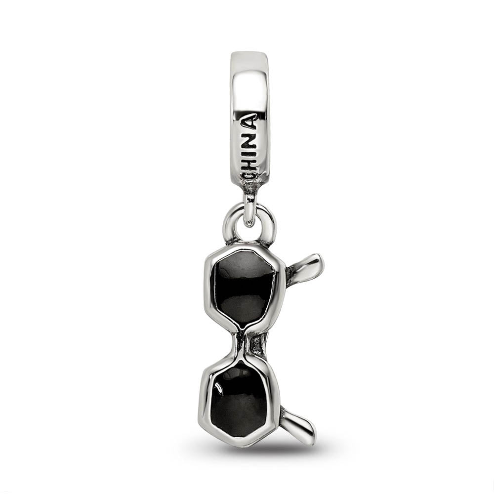 Alternate view of the Sterling Silver & Black Enamel Sunglasses Dangle Bead Charm by The Black Bow Jewelry Co.